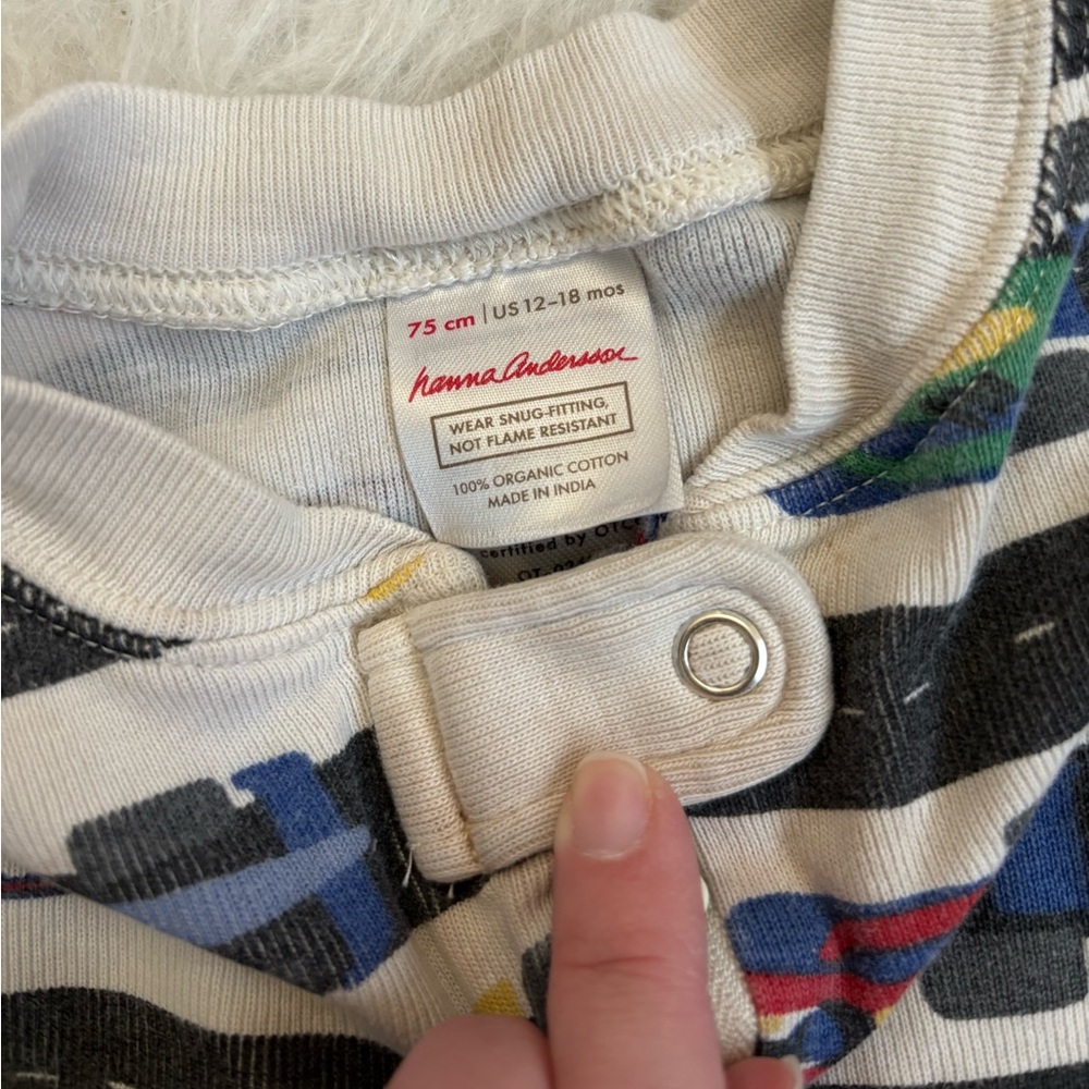 Hanna Andersson Baby One-Piece Pajamas- Colorful Cool Race Car Design - Picture 2 of 4